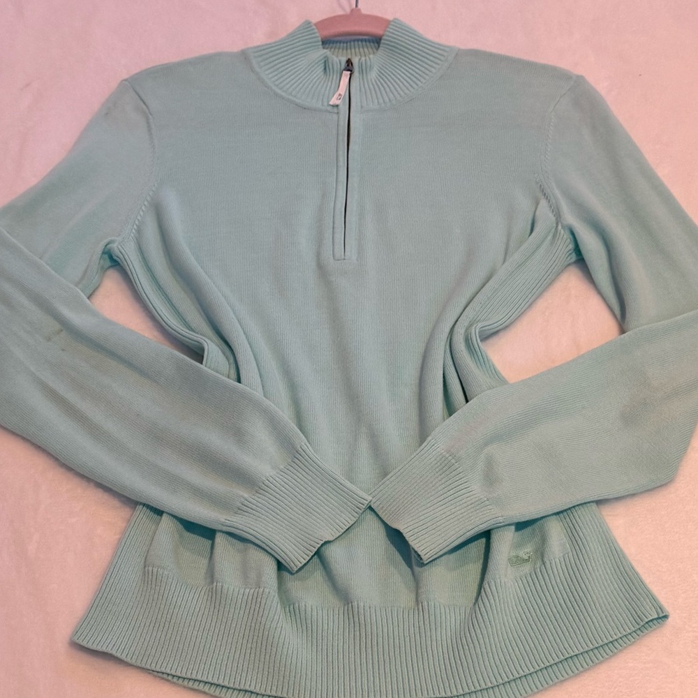 Vineyard Vines Vintage Women's Light Blue Half-Zip Sweater